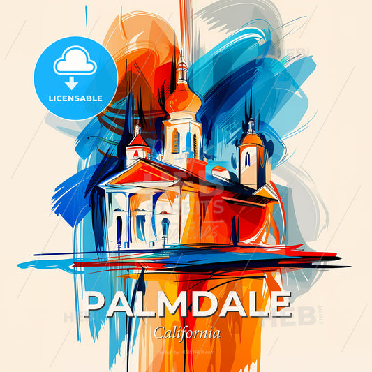 Vibrant Palmdale, California - A Painting Of A Building - Square format print template