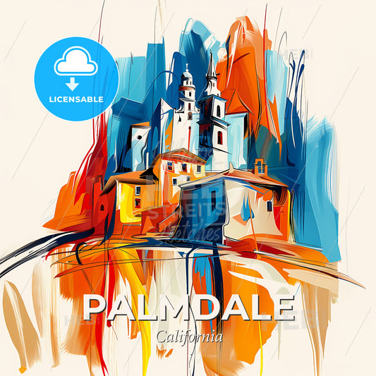 Vibrant Palmdale, California - A Painting Of A Building - Square format print template