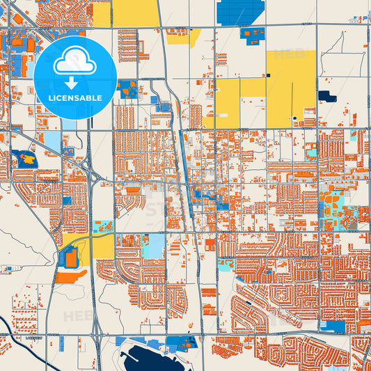 Colorful Palmdale Street Map with Labels and Buildings