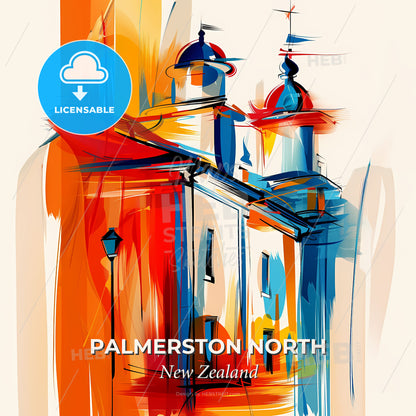 Vibrant Palmerston North, New Zealand - A Painting Of A Building - Square format print template