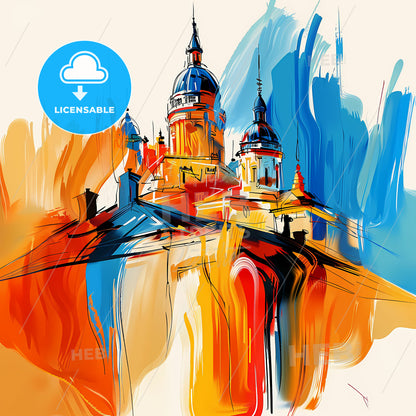 Vibrant Palmerston North, New Zealand - A Painting Of A Building With A Colorful Background