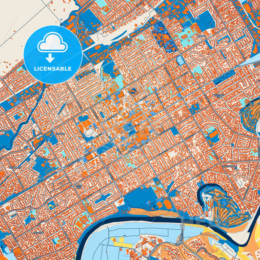 Colorful Palmerston North Street Map with Labels and Buildings