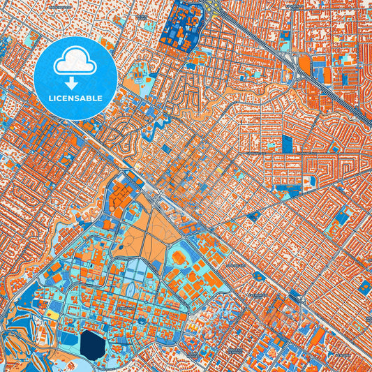 Colorful Palo Alto Street Map with Labels and Buildings
