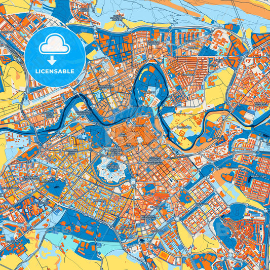 Colorful Pamplona Street Map with Labels and Buildings