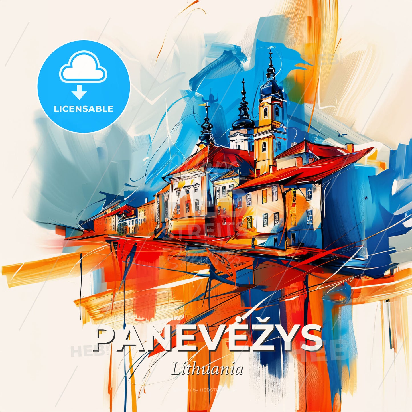 Vibrant Panevėžys, Lithuania - A Painting Of A Building - Square format print template