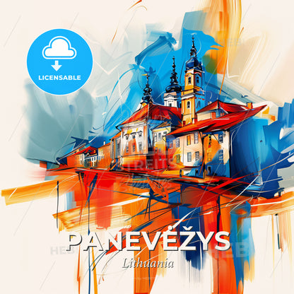 Vibrant Panevėžys, Lithuania - A Painting Of A Building - Square format print template