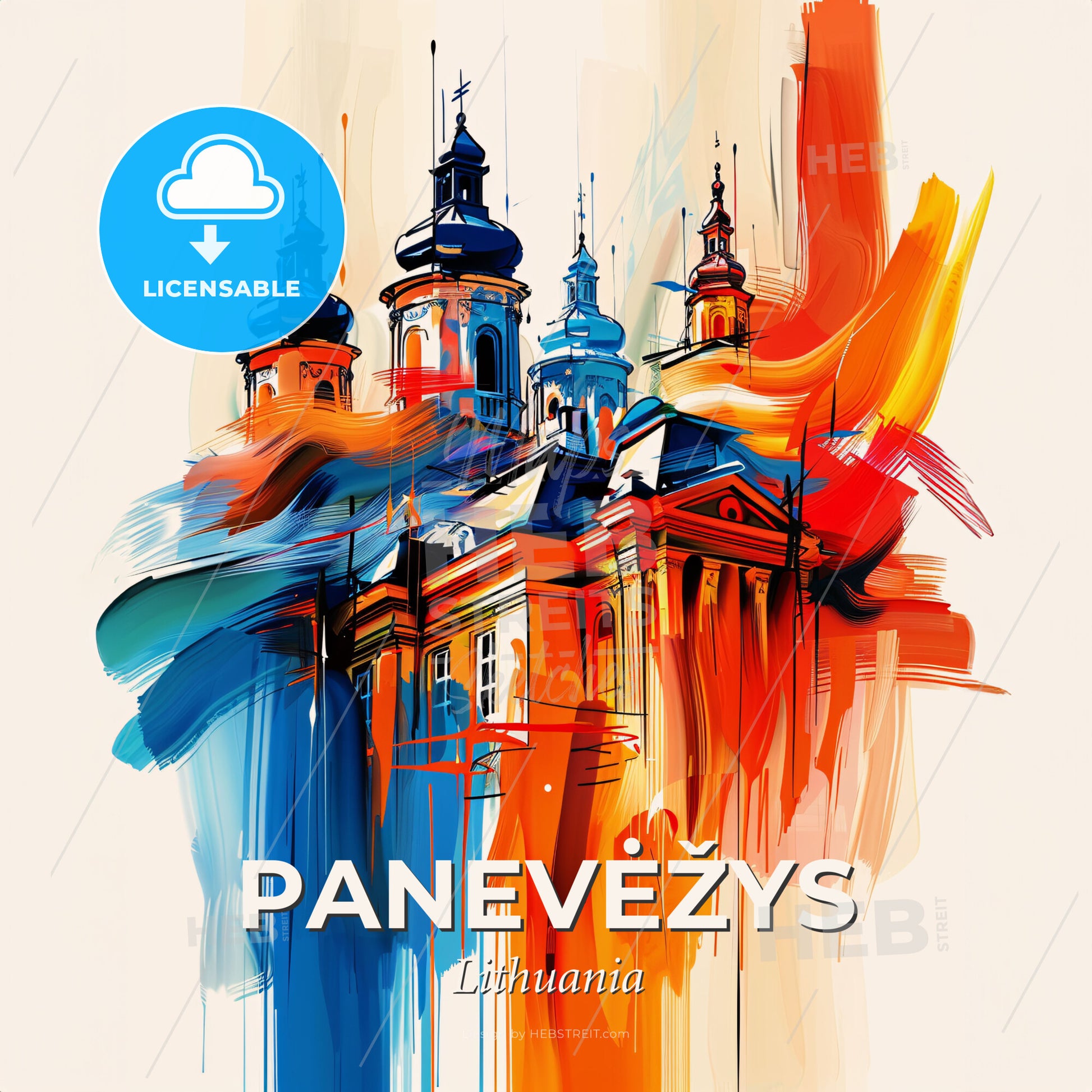 Vibrant Panevėžys, Lithuania - A Painting Of A Building With Colorful Paint - Square format print template
