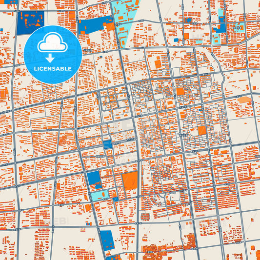 Colorful Panjin Street Map with Labels and Buildings