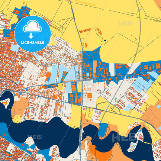 Colorful Pantelimon Street Map with Labels and Buildings