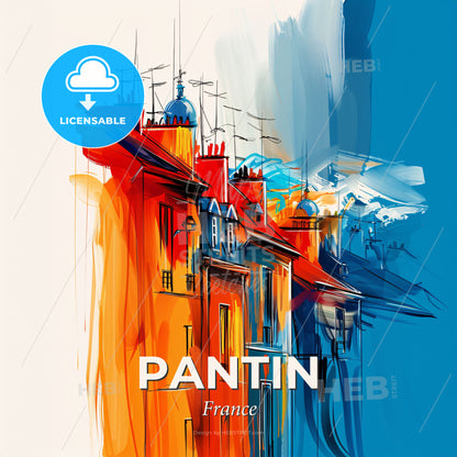 Vibrant Pantin, France - A Painting Of A Building - Square format print template