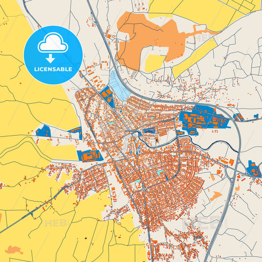 Colorful Paraćin Street Map with Labels and Buildings