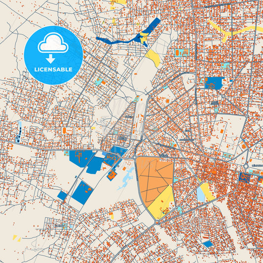 Colorful Parakou Street Map with Labels and Buildings