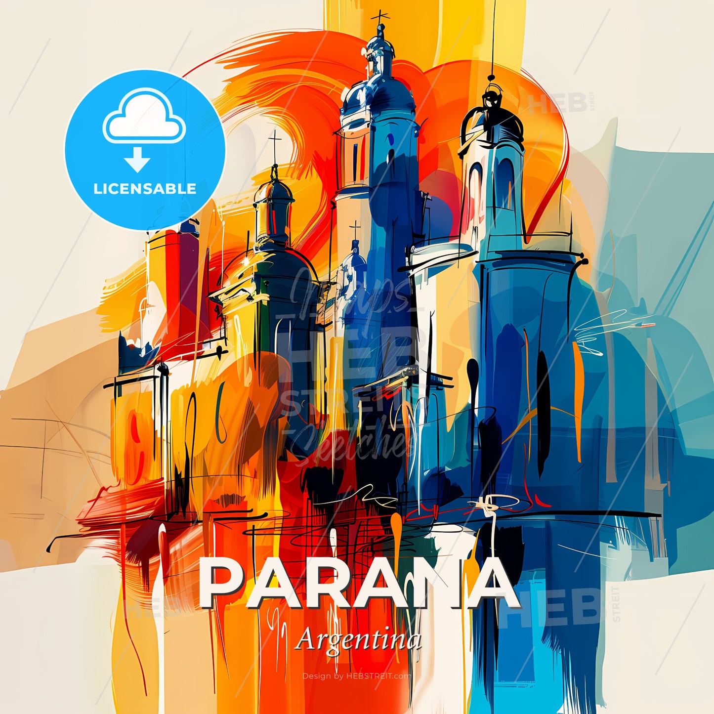 Vibrant Parana, Argentina - A Colorful Painting Of A Building - Square format print template
