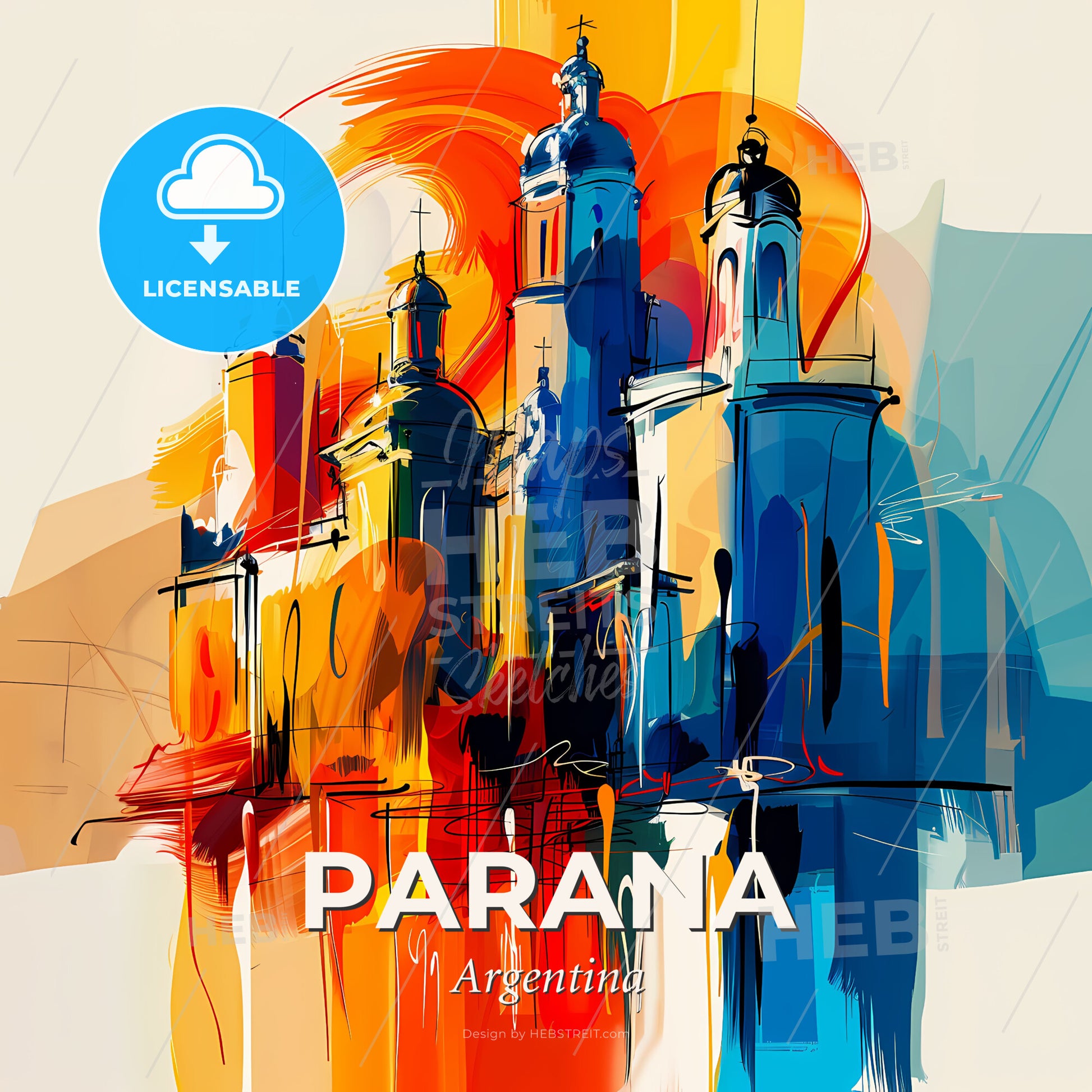 Vibrant Parana, Argentina - A Colorful Painting Of A Building - Square format print template
