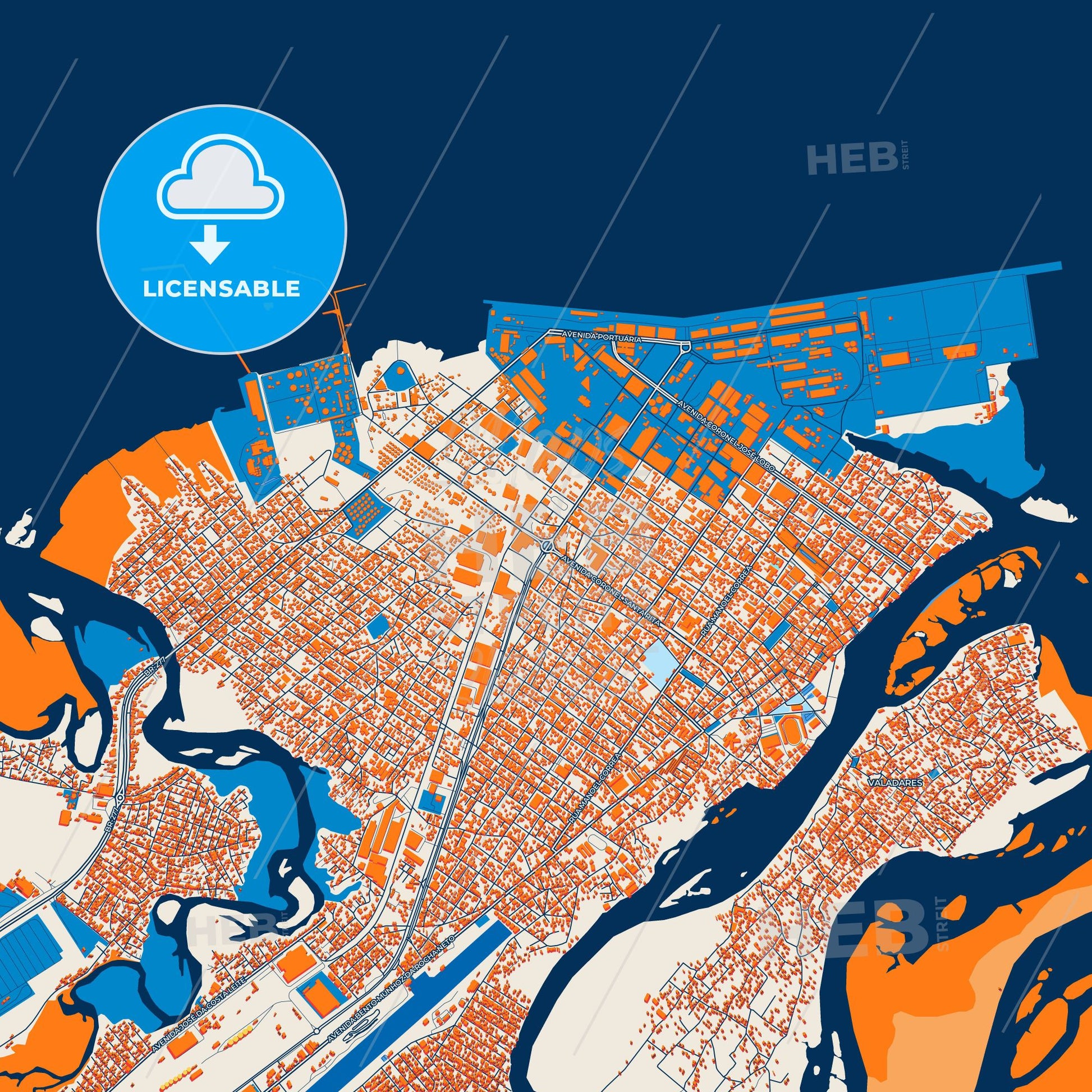 Colorful Paranagua Street Map with Labels and Buildings