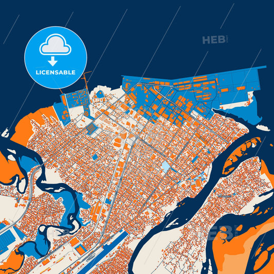 Colorful Paranagua Street Map with Labels and Buildings