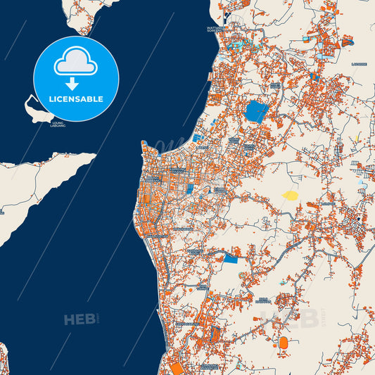 Colorful Parepare Street Map with Labels and Buildings