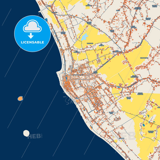 Colorful Pariaman Street Map with Labels and Buildings