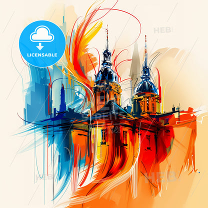 Vibrant Paris, France - A Painting Of A Building With Colorful Paint