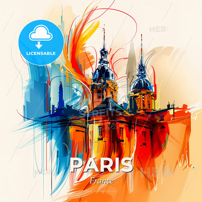 Vibrant Paris, France - A Painting Of A Building With Colorful Paint - Square format print template