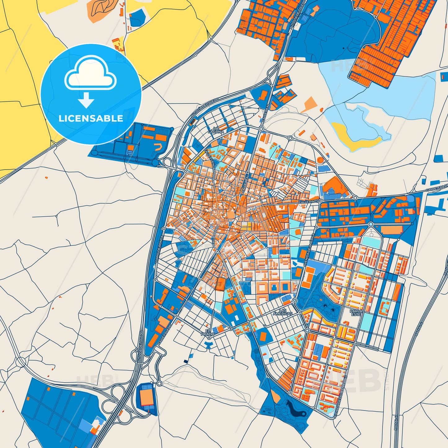 Colorful Parla Street Map with Labels and Buildings