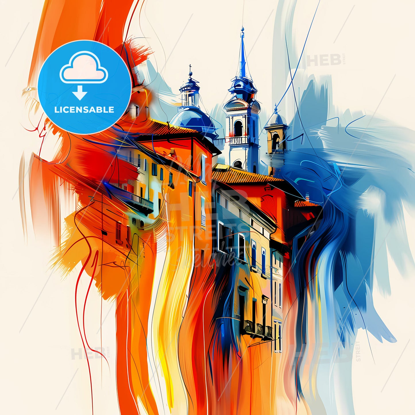 Vibrant Parma , Italy - A Colorful Painting Of Buildings