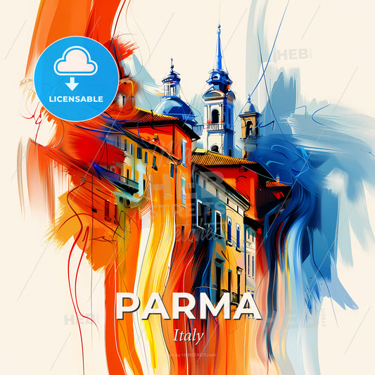 Vibrant Parma , Italy - A Colorful Painting Of Buildings - Square format print template