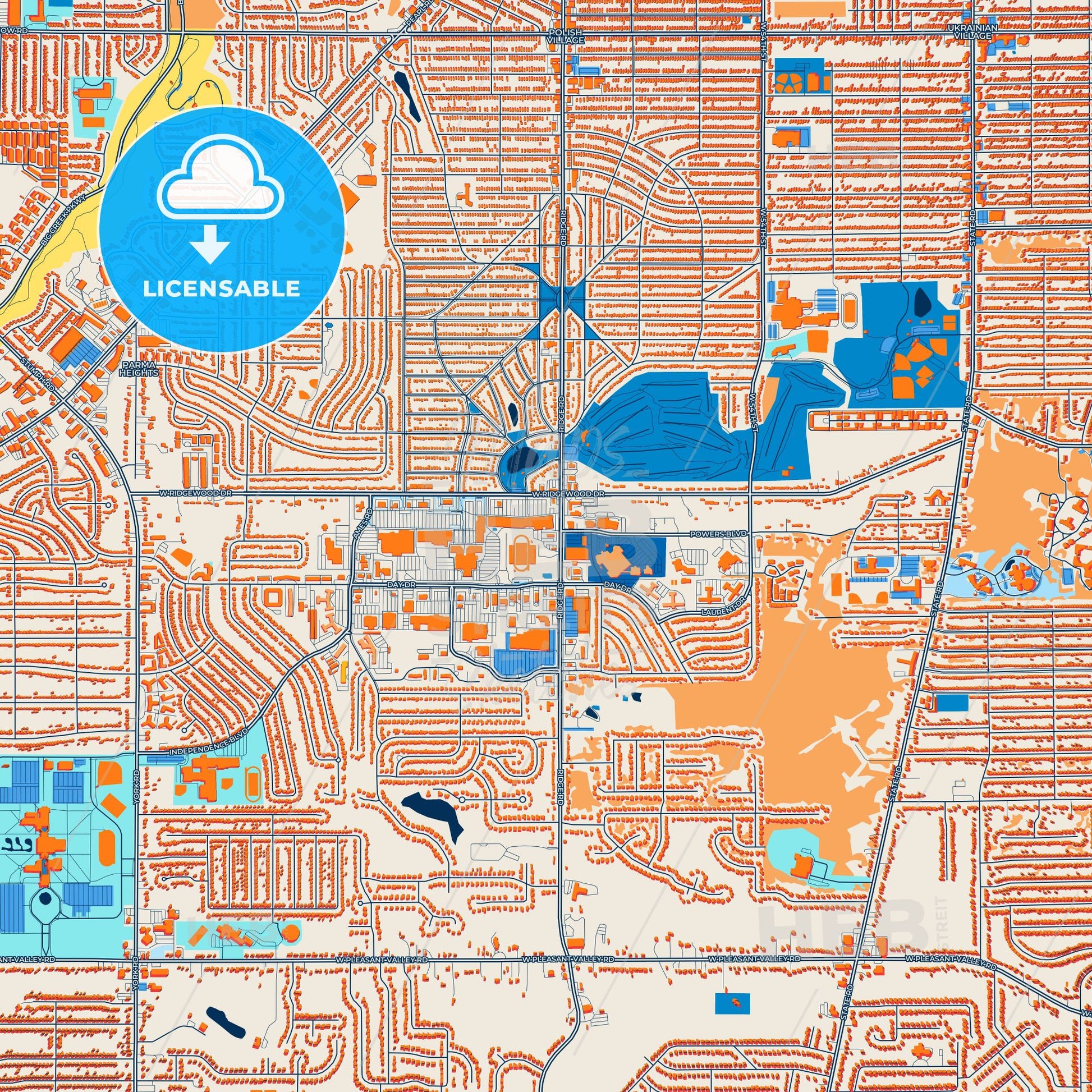 Colorful Parma Street Map with Labels and Buildings
