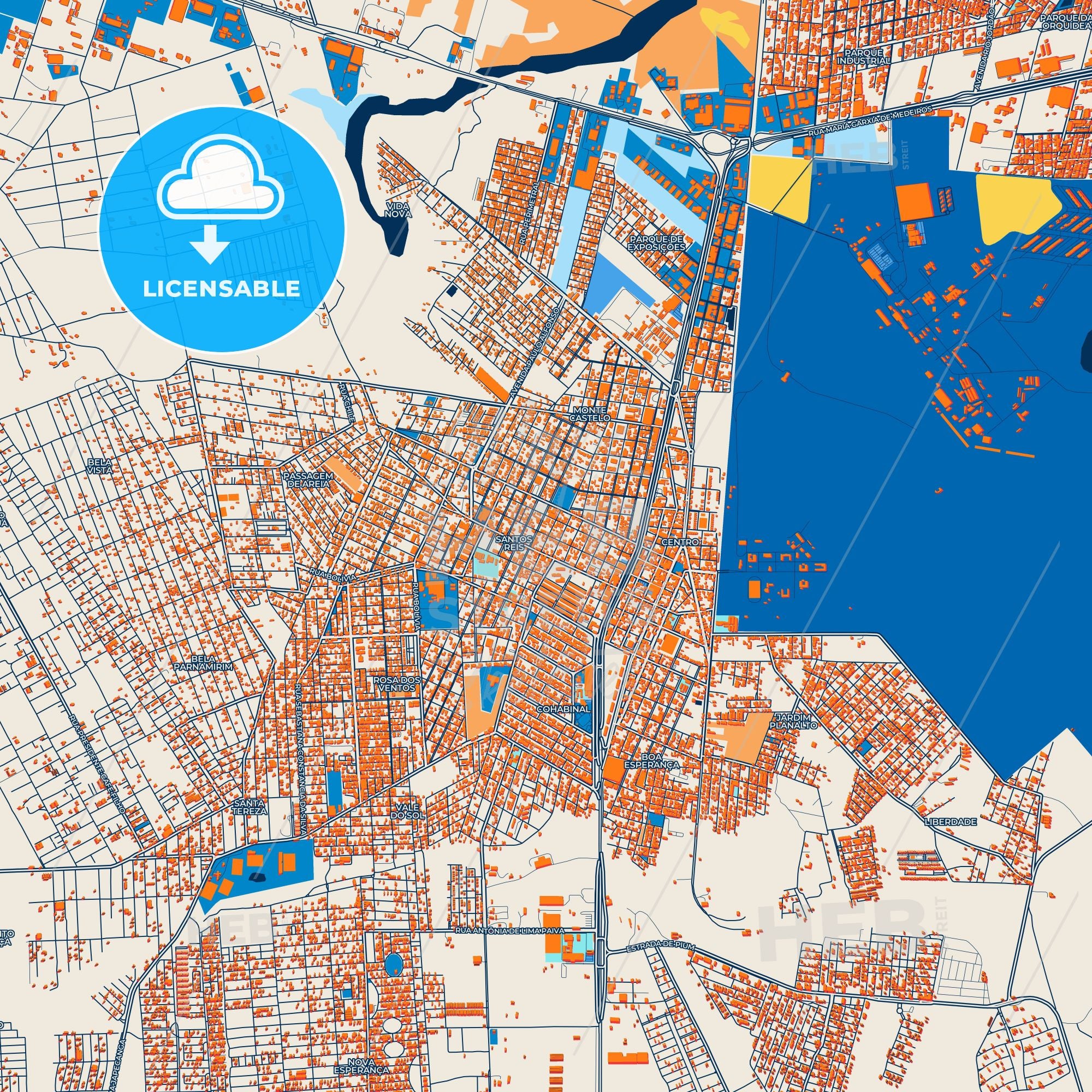 Colorful Parnamirim Street Map With Labels And Buildings – HEBSTREITS