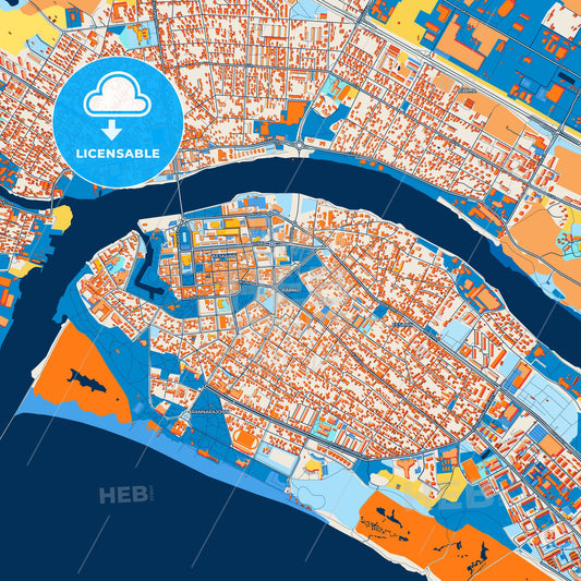 Colorful Pärnu Street Map with Labels and Buildings