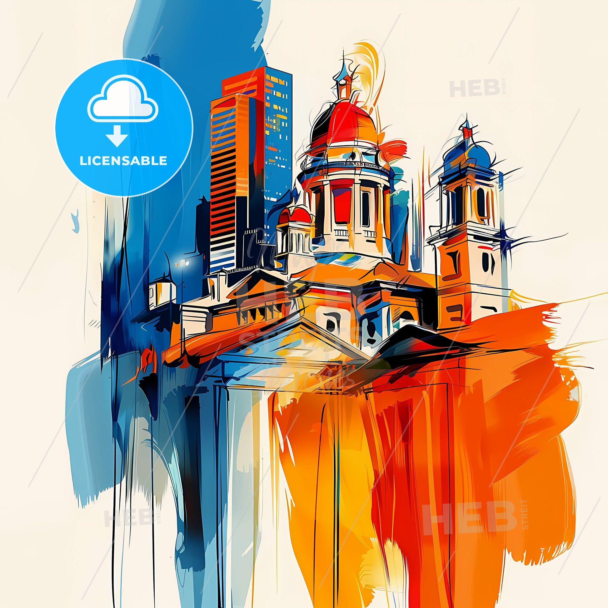 Vibrant Pasadena, Texas - A Painting Of A Building With A Colorful Background