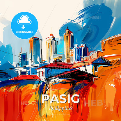 Vibrant Pasig, Philippines - A Painting Of A City - Square format print template