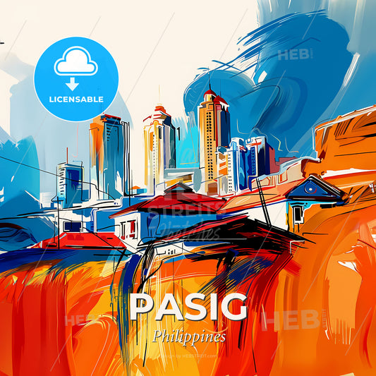 Vibrant Pasig, Philippines - A Painting Of A City - Square format print template