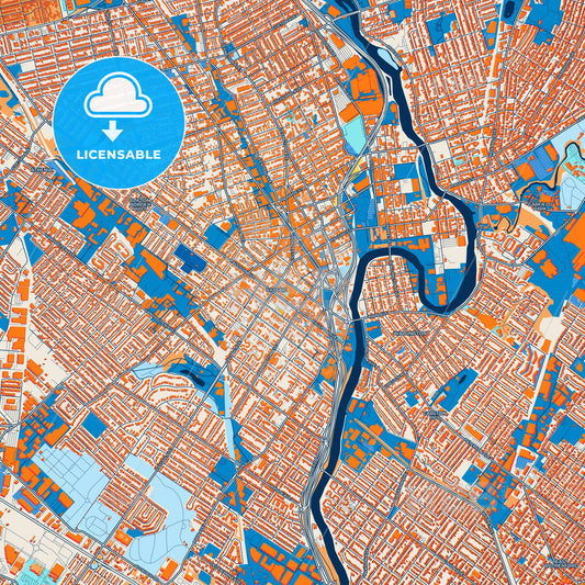 Colorful Passaic Street Map with Labels and Buildings