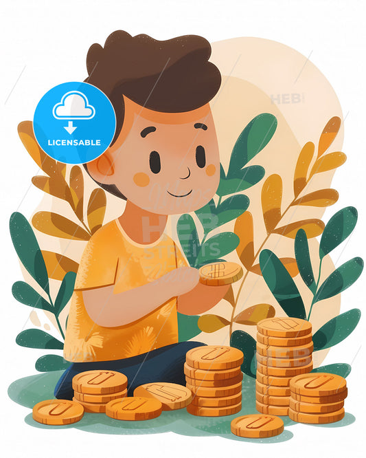 Vibrant Cartoon Depicting Passive Income's Benefits: Time Freedom and Financial Stability through Earning Income Without Constant Work
