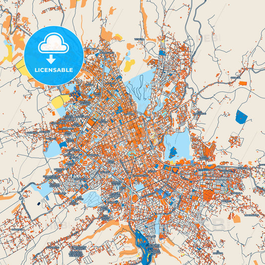 Colorful Pasto Street Map with Labels and Buildings