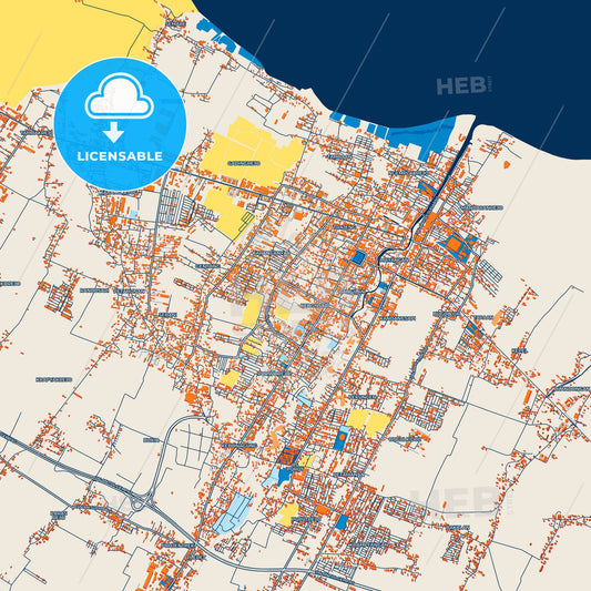Colorful Pasuruan Street Map with Labels and Buildings