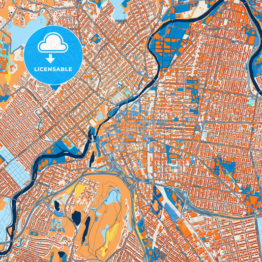 Colorful Paterson Street Map with Labels and Buildings