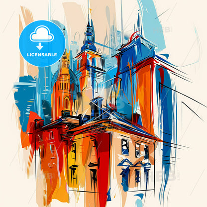 Vibrant Paterson, New Jersey - A Colorful Drawing Of Buildings