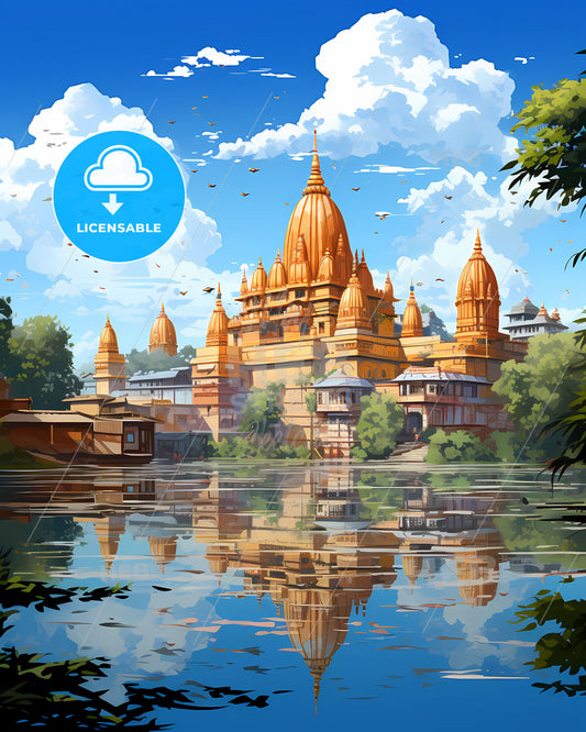 Patna India Cityscape Colorful Painting Building Skyline Modern Architecture Landmark