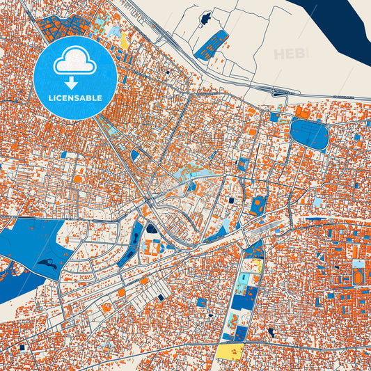 Colorful Patna Street Map with Labels and Buildings