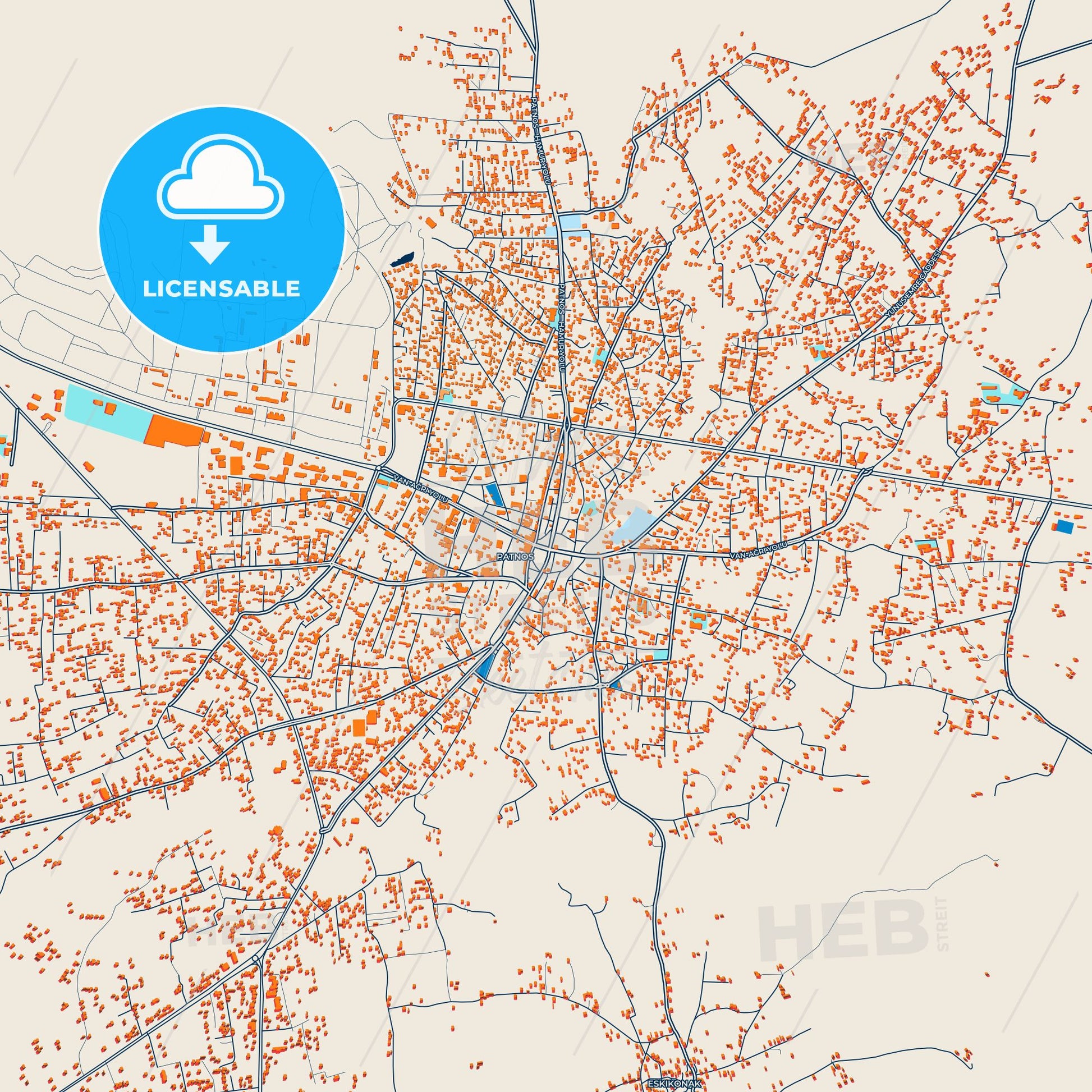 Colorful Patnos Street Map with Labels and Buildings