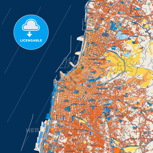 Colorful Patras Street Map with Labels and Buildings