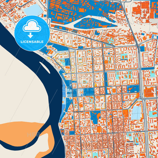 Colorful Pavlodar Street Map with Labels and Buildings