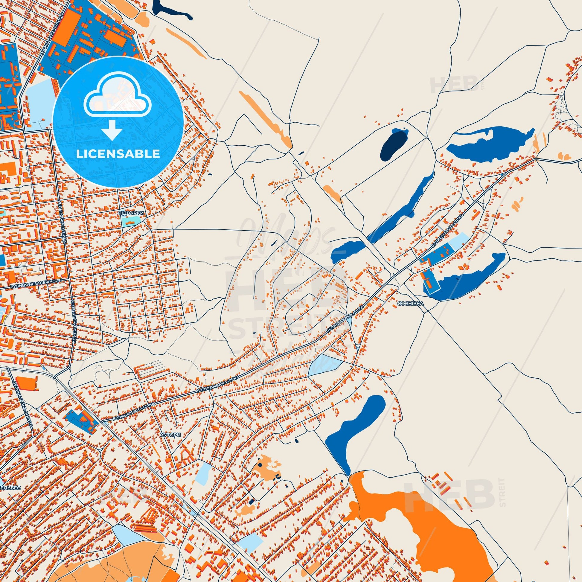 Colorful Pavlohrad Street Map with Labels and Buildings