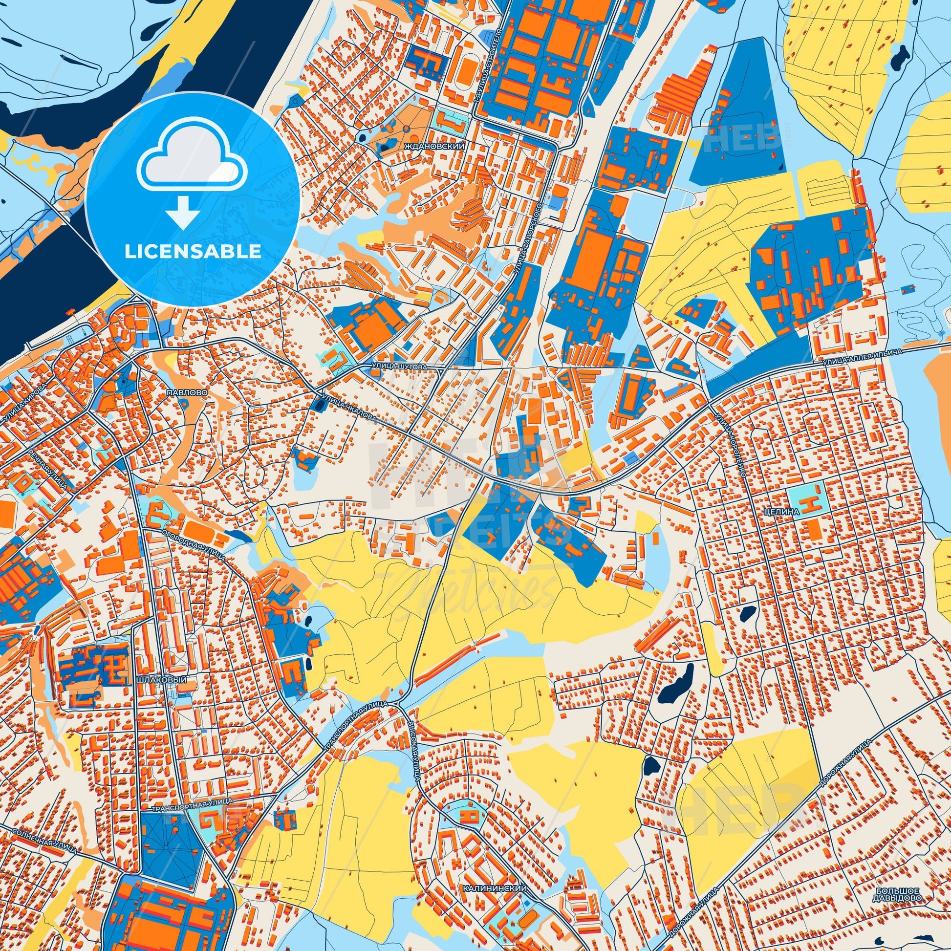 Colorful Pavlovo Street Map with Labels and Buildings