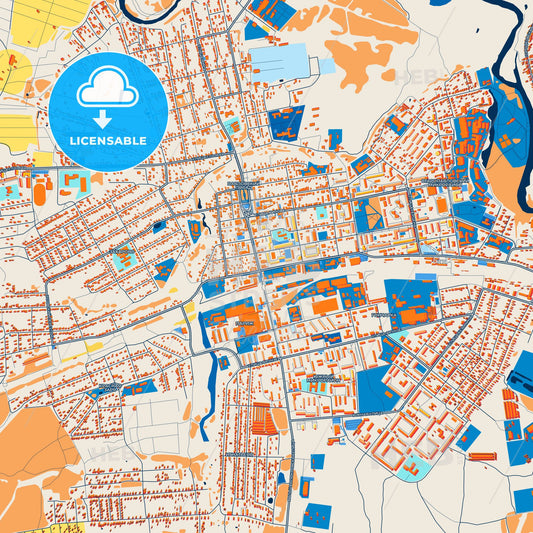 Colorful Pavlovsky Posad Street Map with Labels and Buildings