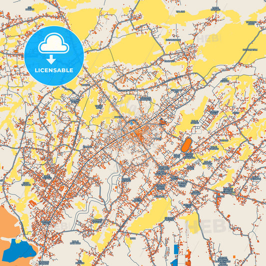 Colorful Payakumbuh Street Map with Labels and Buildings