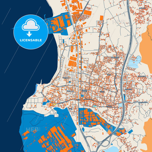 Colorful Payas Street Map with Labels and Buildings