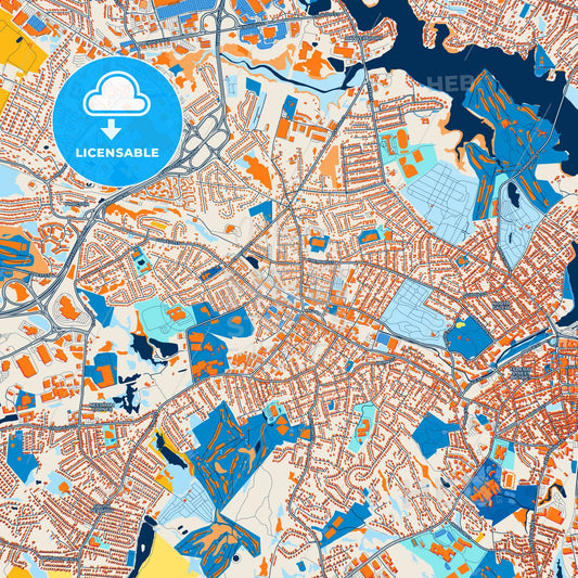 Colorful Peabody Street Map with Labels and Buildings